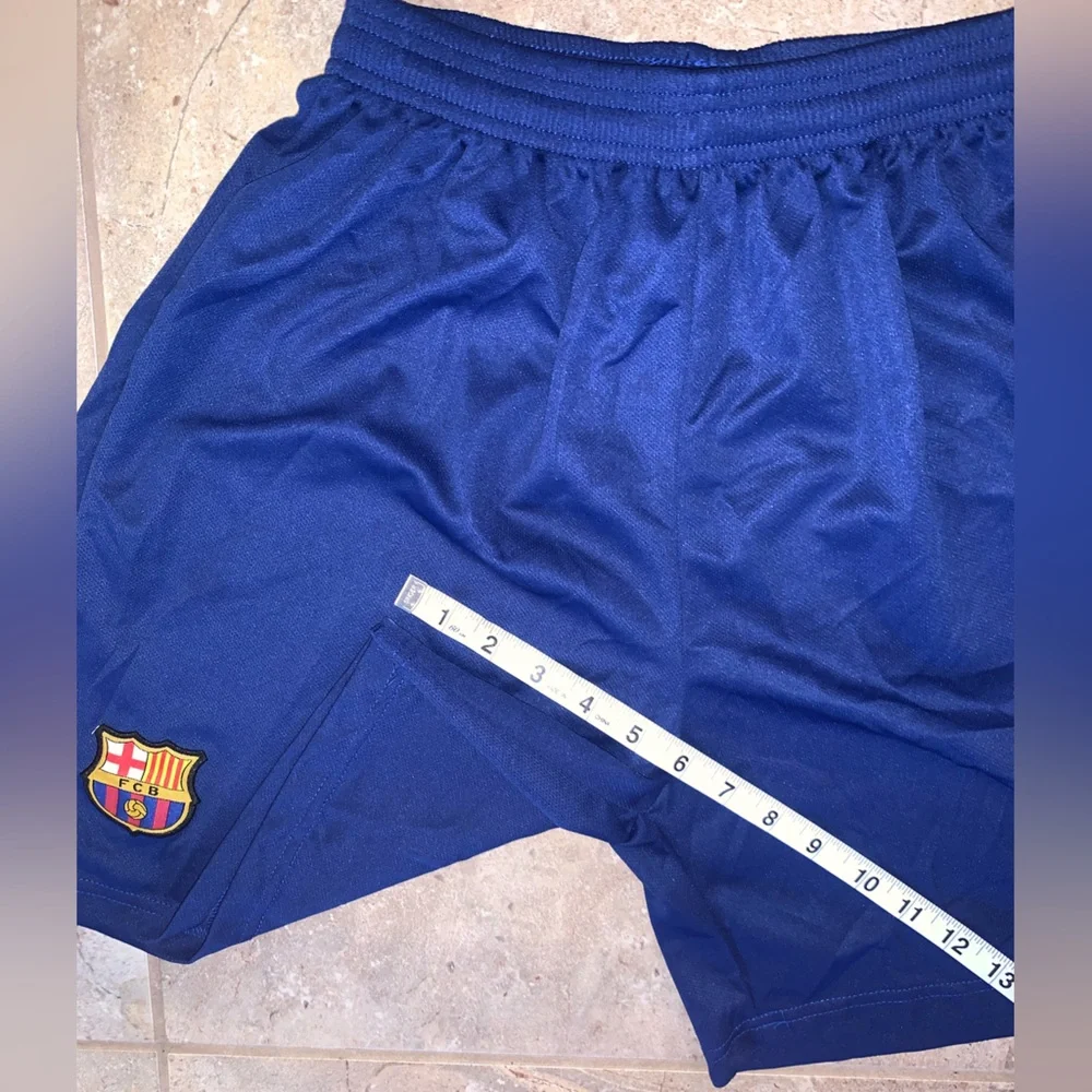 FC Barcelona Blue Shorts Elastic Waistband Inside Drawstring FCB Soccer - Men XL - Picture 6 of 9